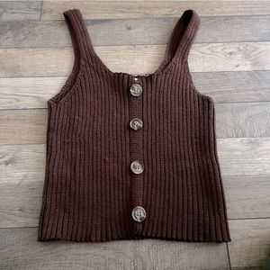 Brown Thick Crochet Cottagecore Fairy Tank Top Size Large